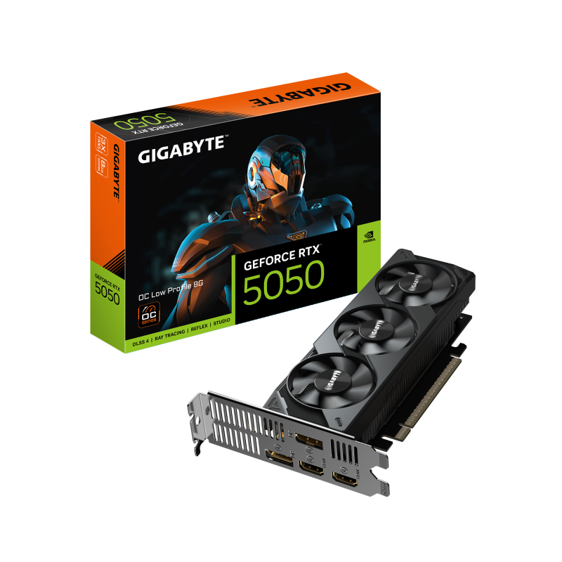 Gigabyte GeForce RTX 5050 OC Low Profile 8G, NVIDIA, 8 GB, GeForce RTX 5050, GDDR6, HDMI ports quantity 2, PCI-E 5.0 Gigabyte GeForce RTX 5050 OC Low Profile 8G, NVIDIA, 8 GB, GeForce RTX 5050, GDDR6, HDMI ports quantity 2, PCI-E 5.0