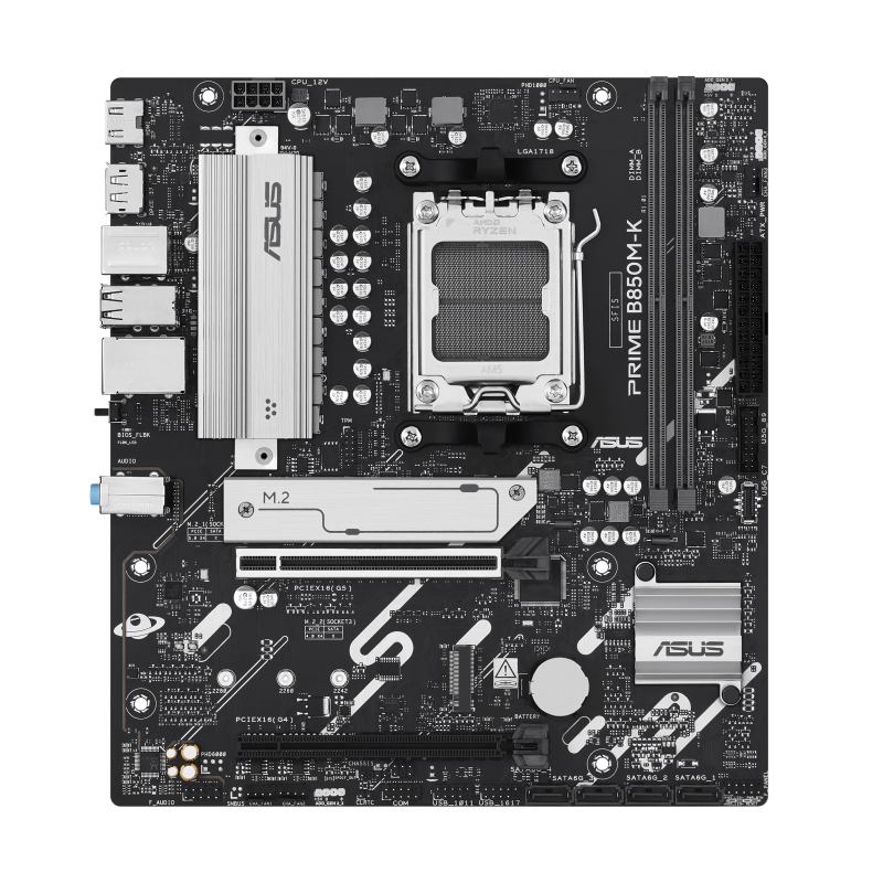 Asus PRIME B850M-K, Processor family AMD, Processor socket AM5, DDR5, Supported hard disk drive interfaces SATA, M.2, Numbe