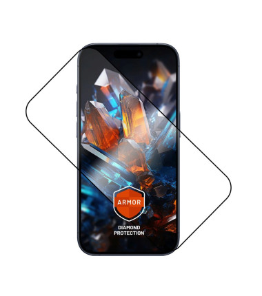 Fixed Screen protector, Apple, iPhone 17 Pro, Tempered glass, Black, Armor with Anti-dust applicator and AR layer