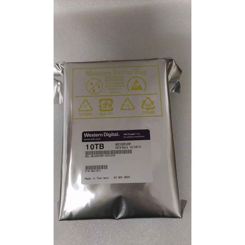 SALE OUT. Western Digital Smart Video Hard Drive, Purple Pro Surveillance, 7200 RPM, 10000 GB, REFURBISHED