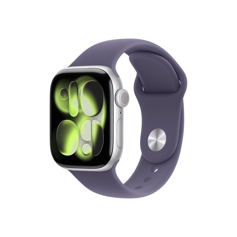 Apple Watch Series 11 GPS + Cellular 42mm Silver Aluminium Case with Purple Fog Sport Band - M/L, Apple