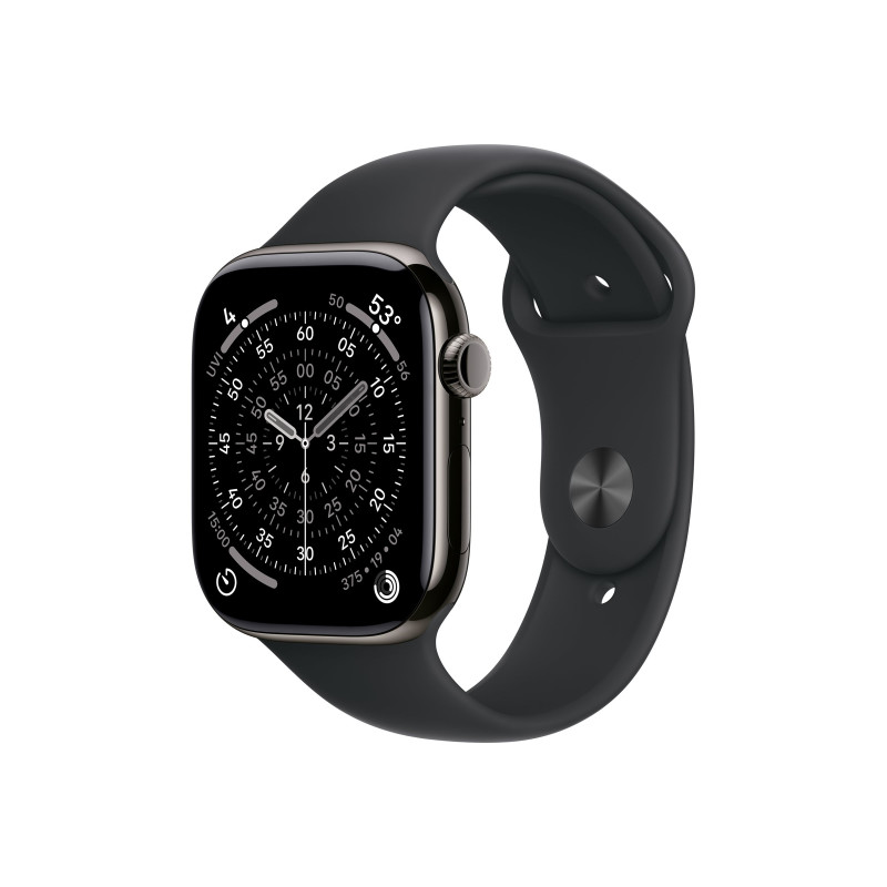 Apple Watch Series 11 GPS + Cellular 46mm Slate Titanium Case with Black Sport Band - M/L, Apple