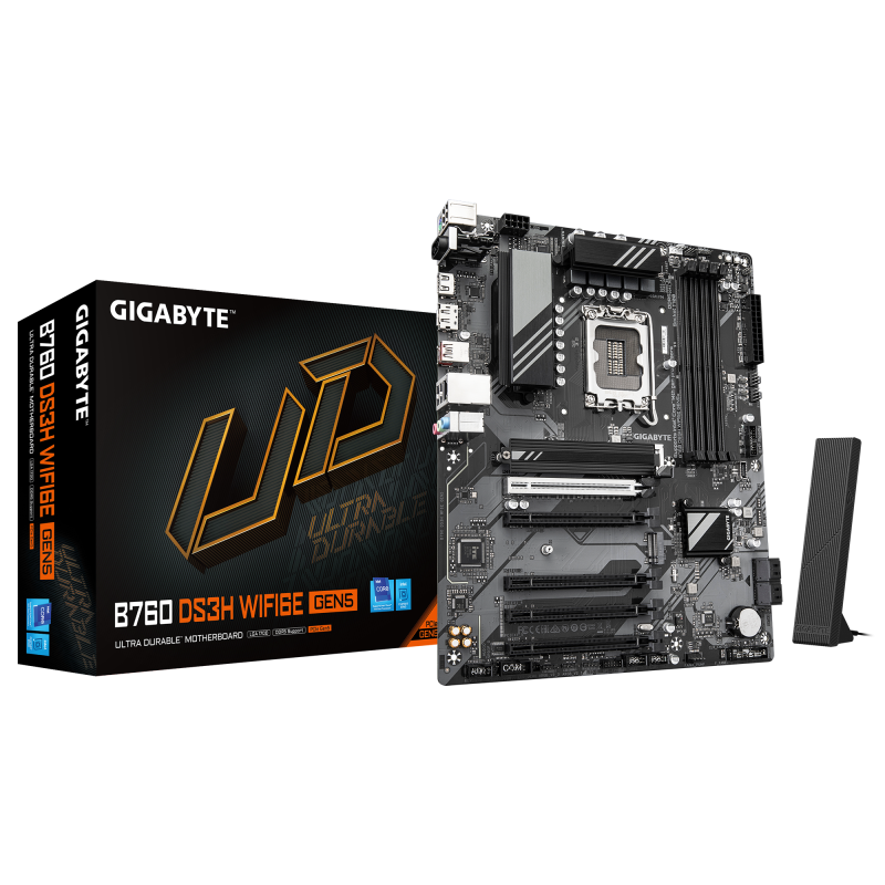 Gigabyte B760 DS3H WF6E GEN5, Processor family Intel, Processor socket LGA1700, DDR5, Supported hard disk drive interfaces M