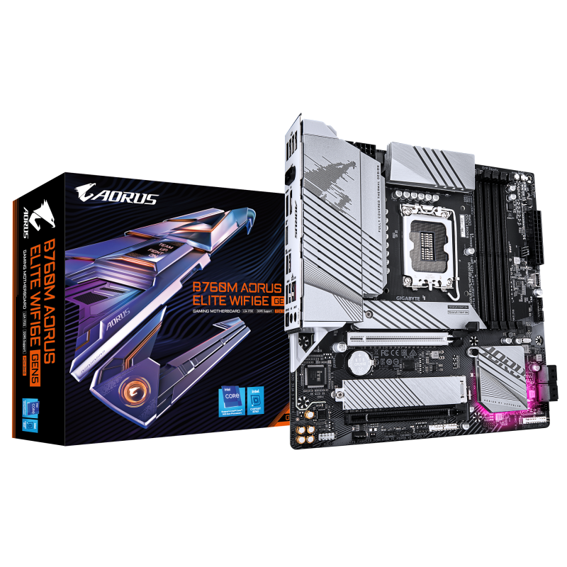 Gigabyte B760M AORUS ELITE WIFI6E GEN5, Processor family Intel, Processor socket LGA1700, DDR5, Supported hard disk drive in