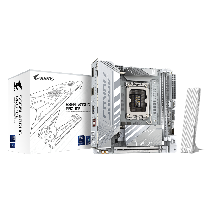 Gigabyte B860I AORUS PRO ICE, Processor family Intel, Processor socket LGA1851, DDR5, Supported hard disk drive interfaces S Gigabyte B860I AORUS PRO ICE, Processor family Intel, Processor socket LGA1851, DDR5, Supported hard disk drive interfaces S