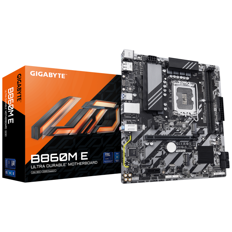 Gigabyte B860M E, Processor family Intel, Processor socket LGA1851, DDR5, Supported hard disk drive interfaces SATA, M.2, N