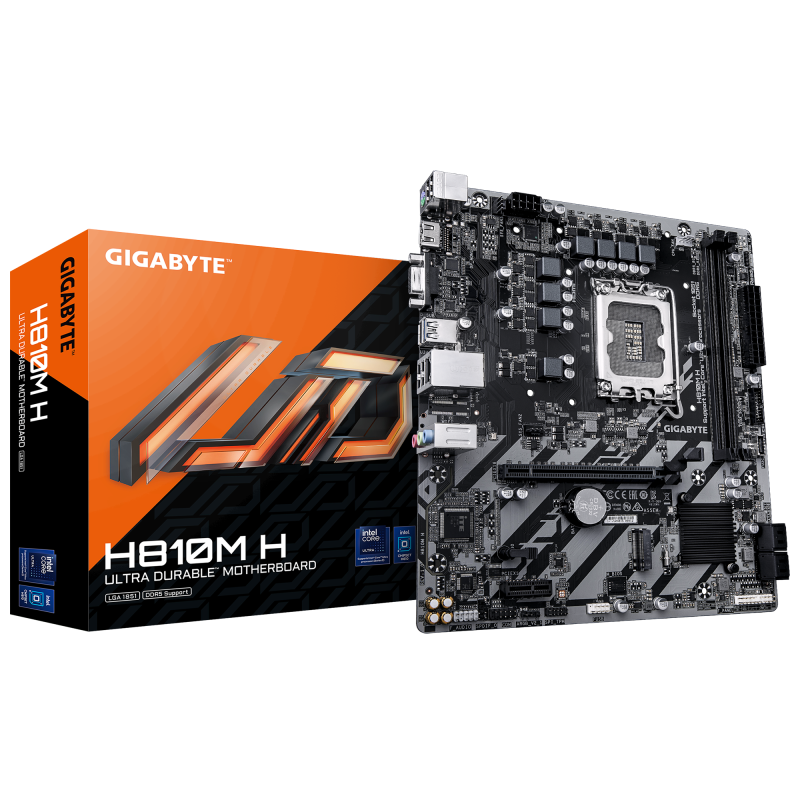 Gigabyte H810M H, Processor family Intel, Processor socket LGA1851, DDR5, Supported hard disk drive interfaces SATA, M.2, N