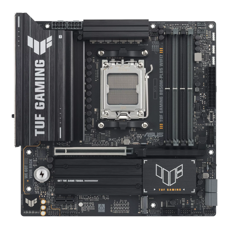 Asus TUF GAMING B850M-PLUS WIFI7, Processor family AMD, Processor socket AM5, DDR5, Supported hard disk drive interfaces SAT