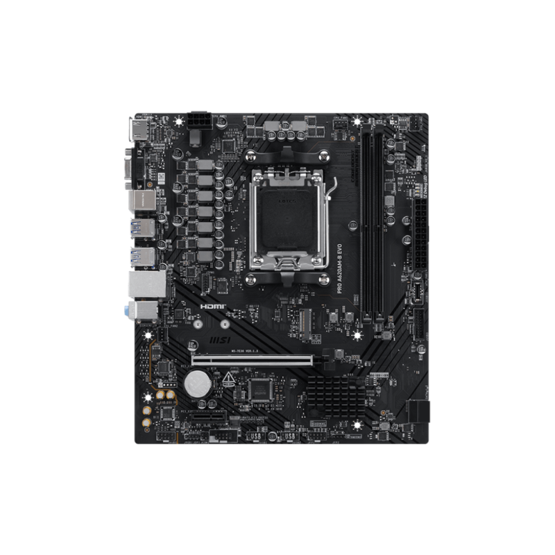 MSI PRO A620AM-B EVO, Processor family AMD, Processor socket AM5, DDR5, Supported hard disk drive interfaces SATA, M.2, Num