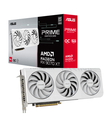 Asus Prime Radeon RX 9070 XT White OC Edition 16GB GDDR6, AMD, 16 GB, Radeon RX 9070 XT, GDDR6, HDMI ports quantity 1, PCI
