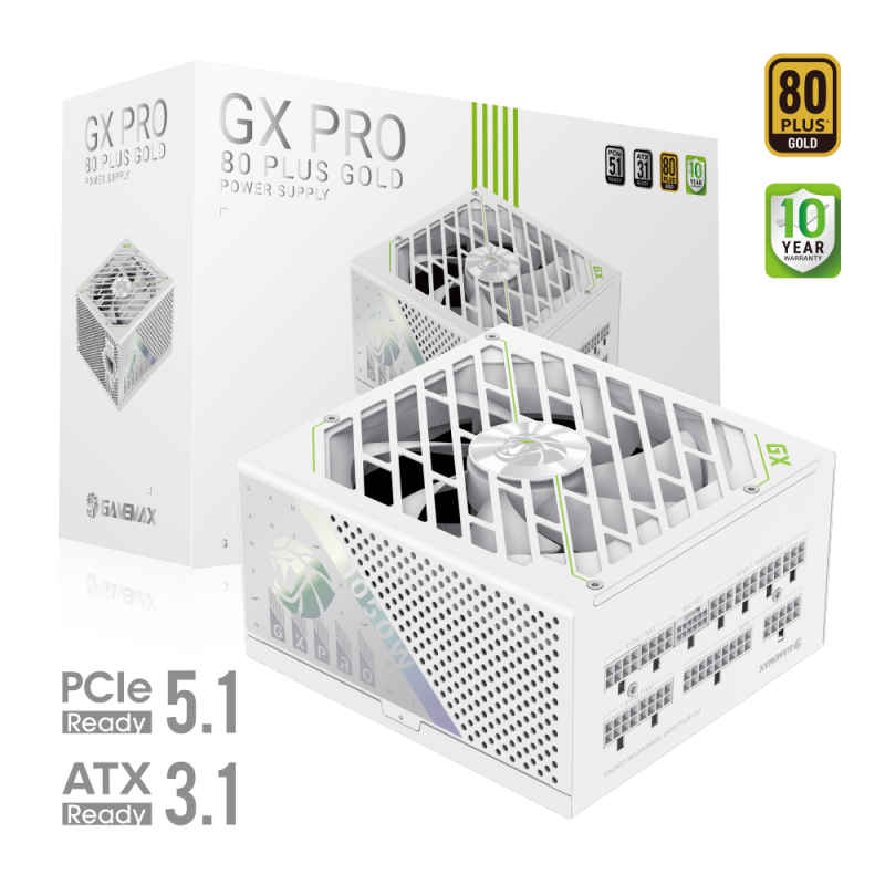 Gamemax PSU, GX PRO 1050G WH, 1050 W, Gold, White, Full Modular Gamemax PSU, GX PRO 1050G WH, 1050 W, Gold, White, Full Modular
