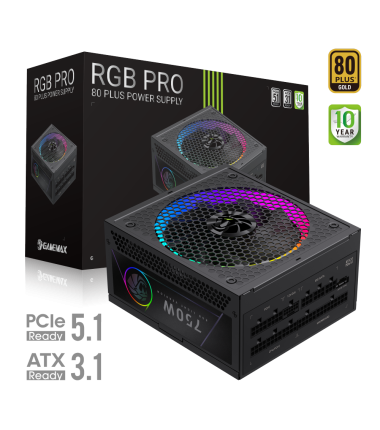 Gamemax PSU, RGB PRO 750G, 750 W, Gold, Full Modular