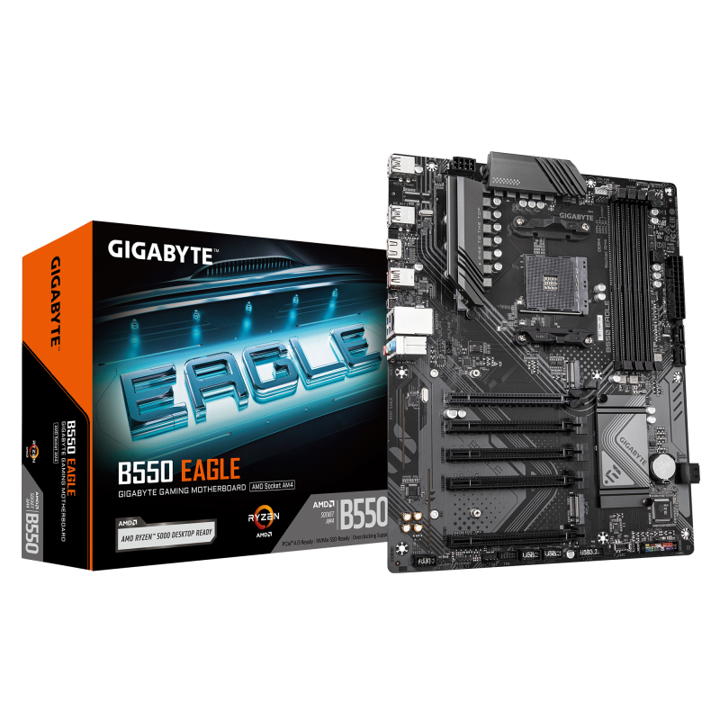 Gigabyte B550 EAGLE, Processor family AMD, Processor socket AM4, DDR4, Supported hard disk drive interfaces SATA, M.2, Numb