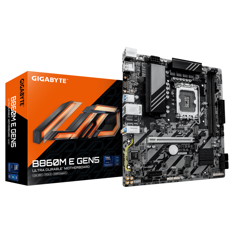 Gigabyte B860M E GEN5, Processor family Intel, Processor socket LGA1851, DDR5, Number of SATA connectors 4, Supported hard