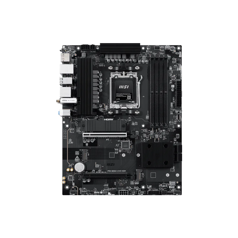 MSI PRO B850-S EVO WIFI, Processor family AMD, Processor socket AM5, DDR5, Supported hard disk drive interfaces SATA, M.2
