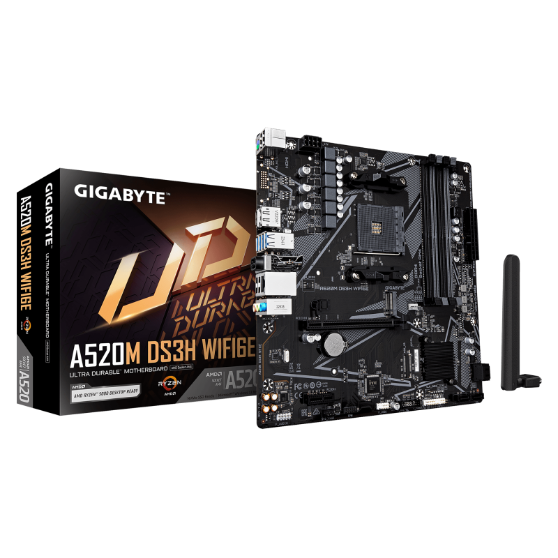 Gigabyte A520M DS3H WIFI6E, Processor family AMD, Processor socket AM4, DDR4, Supported hard disk drive interfaces SATA, M.2 Gigabyte A520M DS3H WIFI6E, Processor family AMD, Processor socket AM4, DDR4, Supported hard disk drive interfaces SATA, M.2