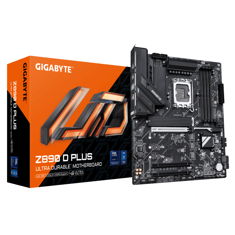 Gigabyte Z890 D PLUS, Processor family Intel, Processor socket LGA1851, DDR5, Supported hard disk drive interfaces M.2, SATA