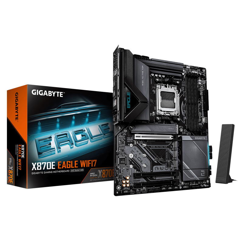 Gigabyte X870E EAGLE WIFI7, Processor family AMD, Processor socket AM5, DDR5, Supported hard disk drive interfaces M.2, SATA