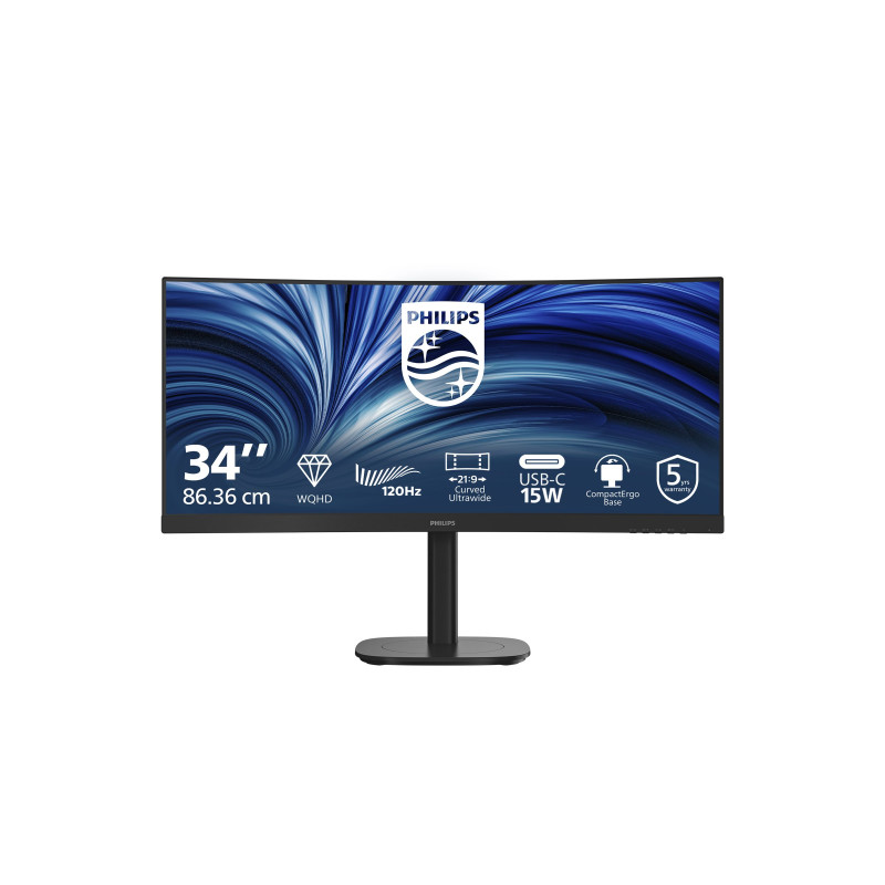 PHILIPS Curved Business Monitor 34B2N3500C/00 34" 3440x1440/21:9/350cd/m²/4ms/HDMI DisplayPort USB Audio Out, Philips
