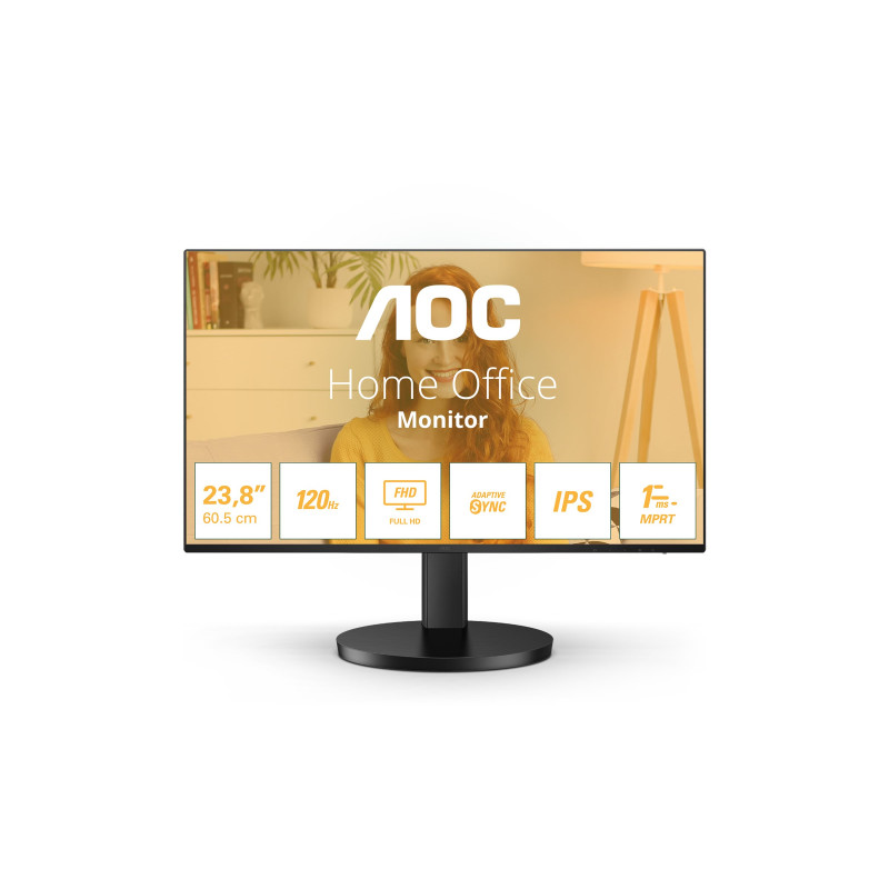 AOC 24B3HA2, 23.8 ", IPS, 16:9, 100 Hz, 1 ms, 1920 x 1080 pixels, 250 cd/m², HDMI ports quantity 1, Black, Warranty 36