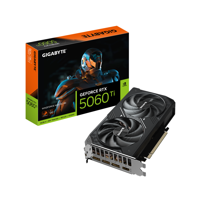Gigabyte GeForce RTX 5060 Ti WINDFORCE MAX OC 8G, NVIDIA, 8 GB, GeForce RTX 5060 Ti, GDDR7, HDMI ports quantity 1, PCI-E 5