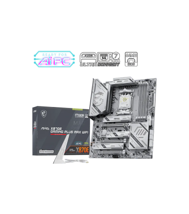 MSI MAG X870E GAMING PLUS MAX WIFI, Processor family AMD, Processor socket AM5, DDR5, Supported hard disk drive interfaces S