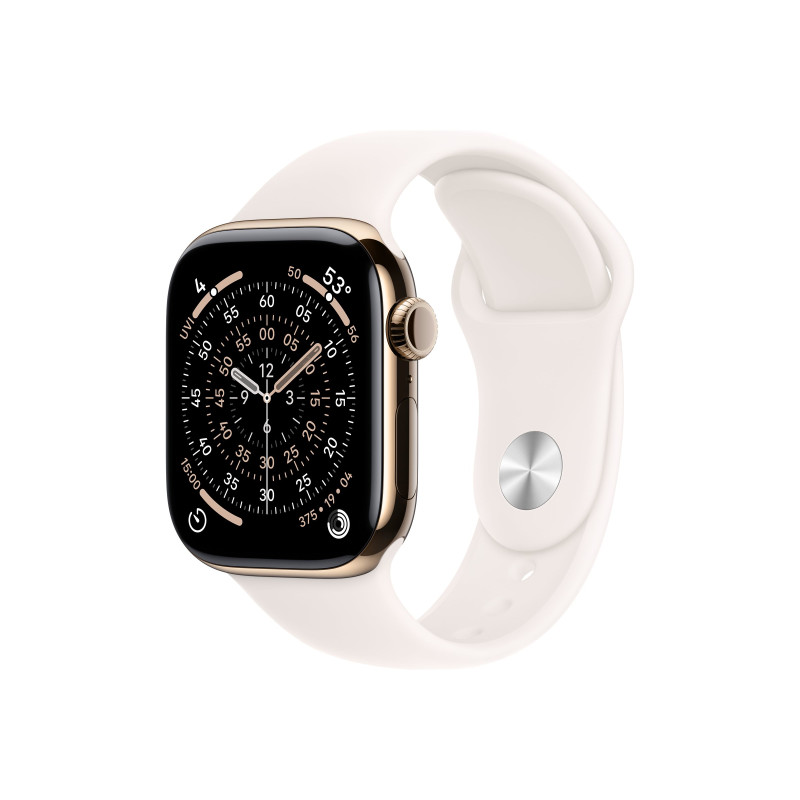 Apple Watch Series 11 GPS + Cellular 42mm Gold Titanium Case with Light Blush Sport Band - M/L, Apple