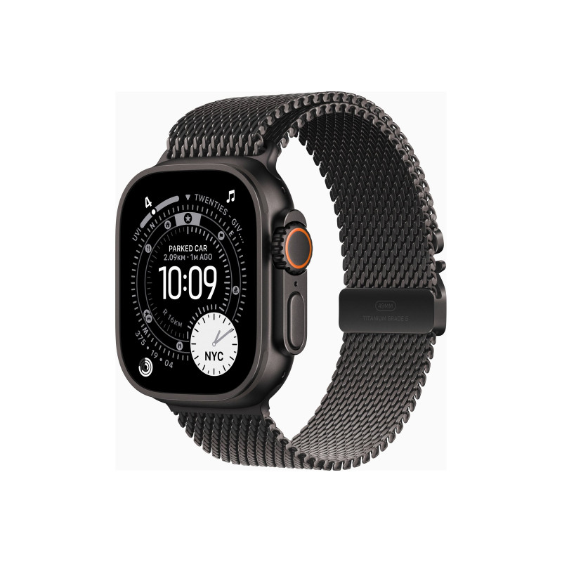 Apple Watch Ultra 3 GPS + Cellular 49mm Black Titanium Case with Black Titanium Milanese Loop - Large, Apple