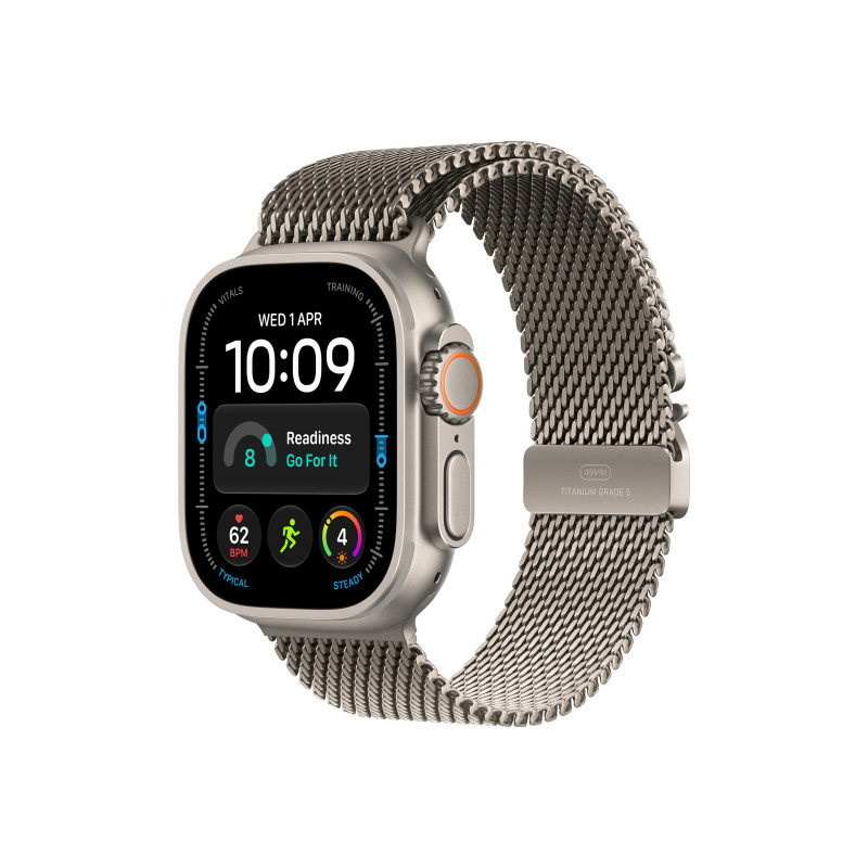 Apple Watch Ultra 4 GPS + Cellular 49mm Natural Titanium Case with Natural Titanium Milanese Loop - M, Apple