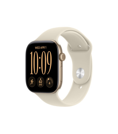 Apple Watch Series 12 GPS 46mm Light Gold Aluminium Case with Sand Sport Band - S/M, Apple