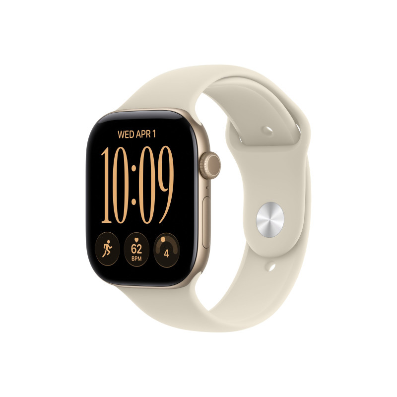 Apple Watch Series 12 GPS 46mm Light Gold Aluminium Case with Sand Sport Band - S/M, Apple