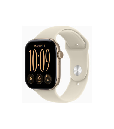 Apple Watch Series 12 GPS 46mm Light Gold Aluminium Case with Sand Sport Band - S/M | Apple