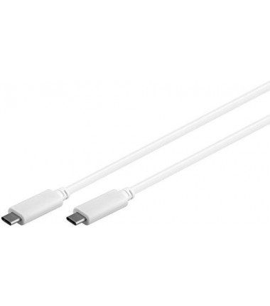 Goobay USB-C 3.1, USB-C male to USB-C male laidas, baltas 1m.