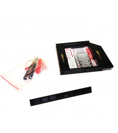 JeyI Box Adapter for 2.5'' HDD/SSD Notebook extension (12.7mm dvd SATA slot), Black